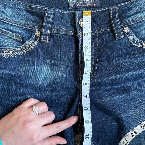 Silver Suki Dark Wash Boot Cut Jeans Midrise Casual Western Size 28 - Picture 8 of 11
